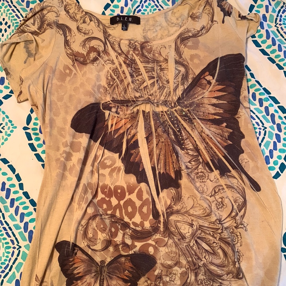 vintage butterfly/cheetah print shirt (THRIFTED)